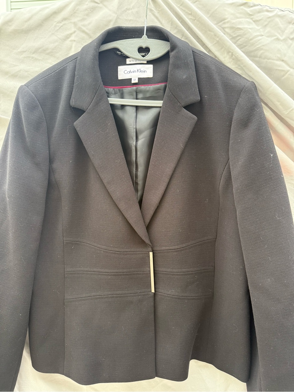 Calvin Klein Black Women's Single-Button Blazer with Gold Accent